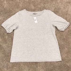 Loft Textured Polka Dot Elastic Half Sleeve Top